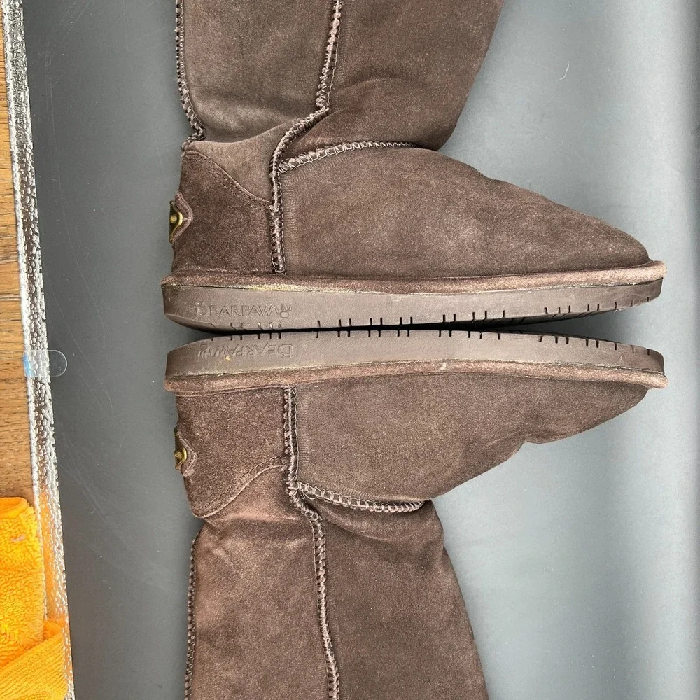 Bearpaw Womens 6 Us Brown Suede Mid Calf Round Toe Pull On Winter Snow Boot